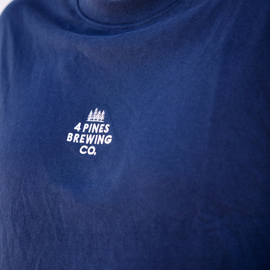 4 Pines Core Stacked Logo Tee Navy
