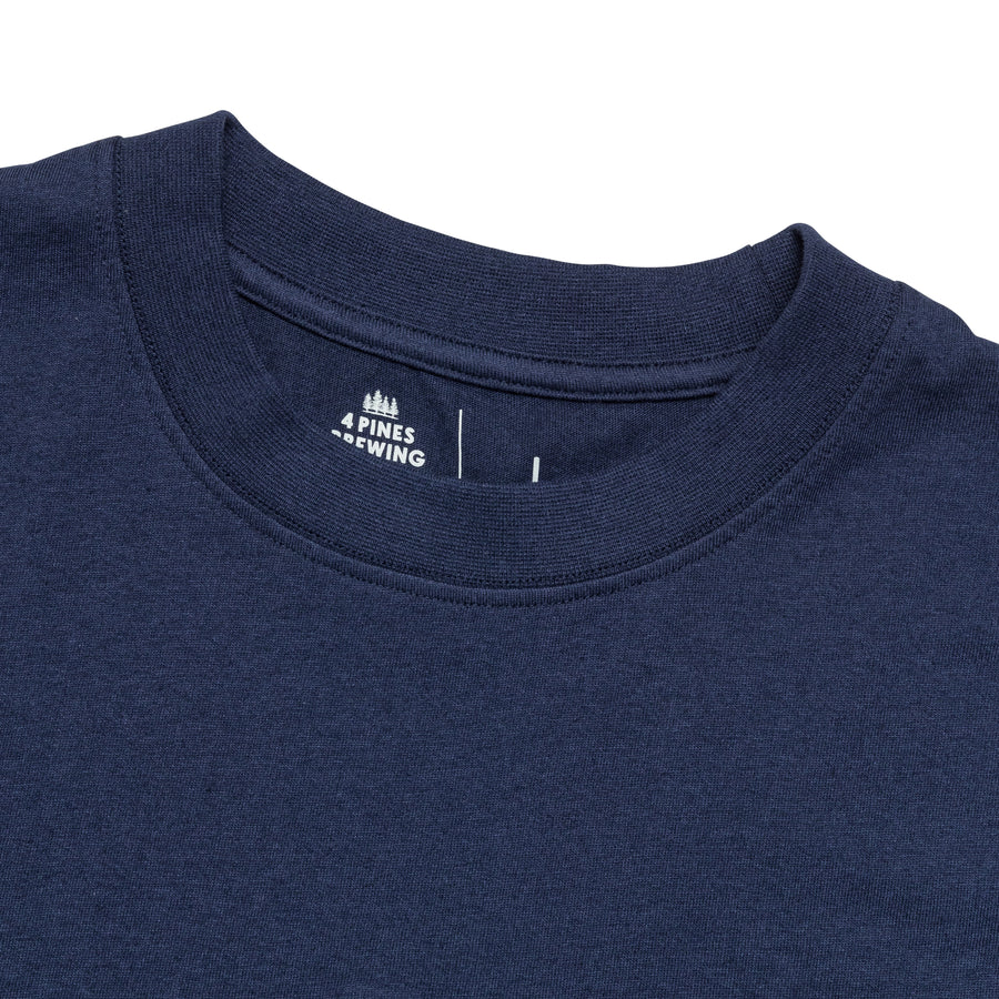 4 Pines Core Stacked Logo Tee Navy