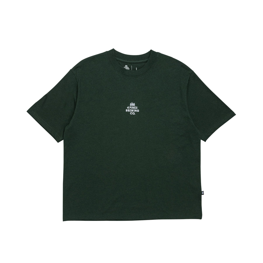 4 Pines Core Stacked Logo Tee Forest