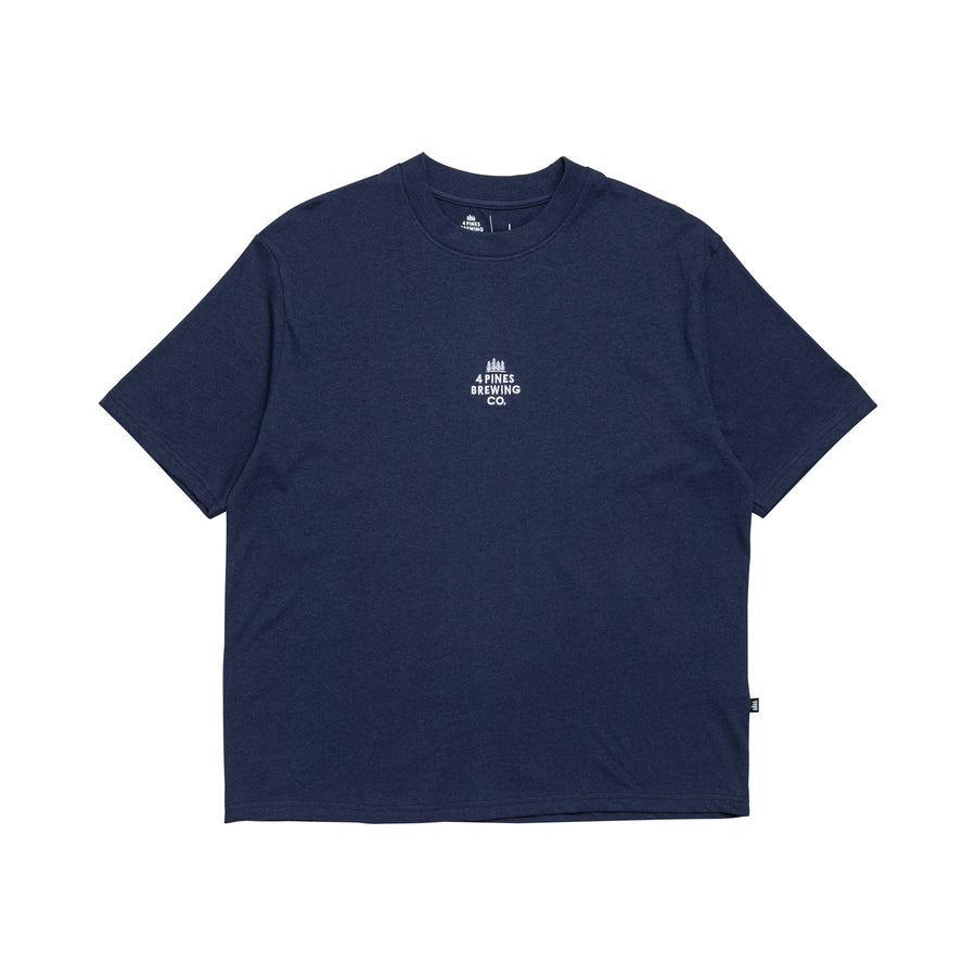 4 Pines Core Stacked Logo Tee Navy