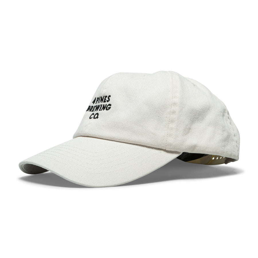 4 Pines White Dad Cap Lettering