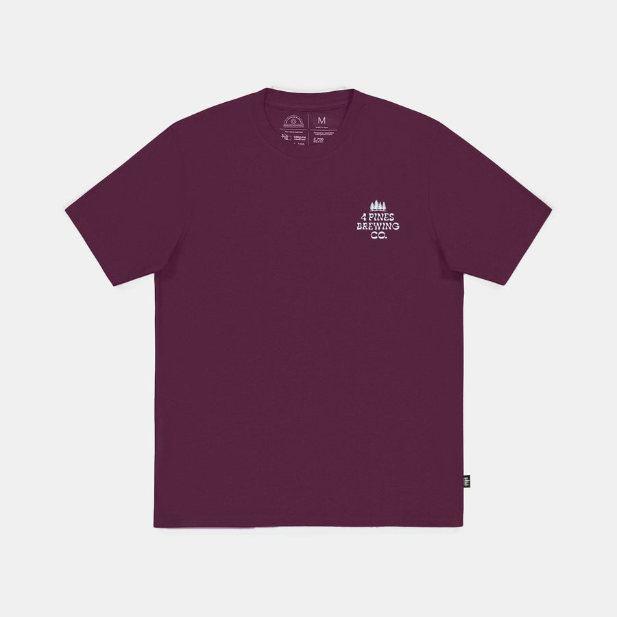 4 Pines Retro Print Plum Marle Tee