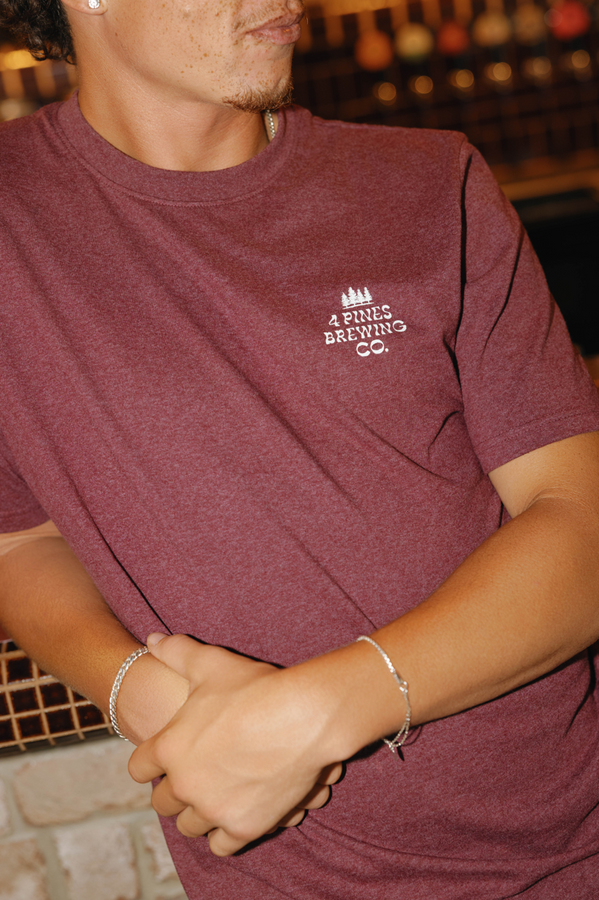 4 Pines Retro Print Plum Marle Tee