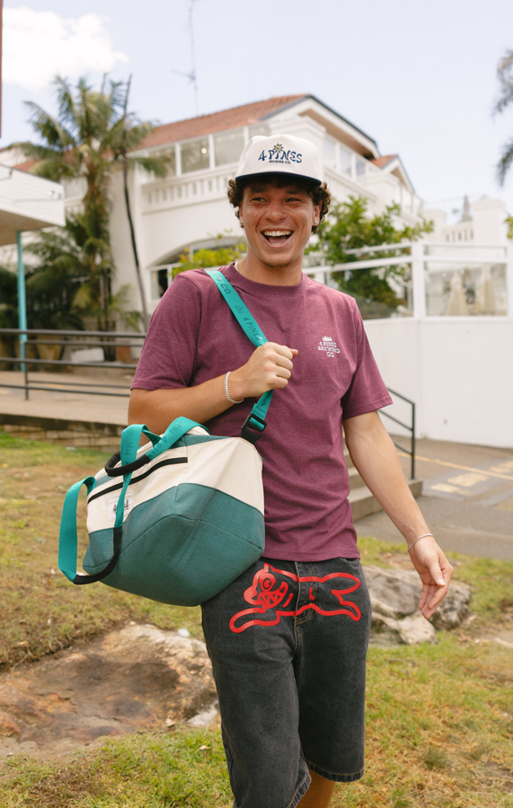 4 Pines Retro Print Plum Marle Tee